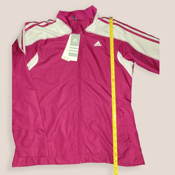 Adidas Maroon and White Zippered Windbreaker Warm-Up Jacket - Picture 3 of 14